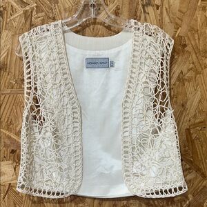 Vintage Howard Wolf Cream/Ecru Open Weave Design Vest, Size 10